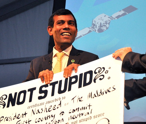 President Muhammed Nasheed accepts his Not Stupid award