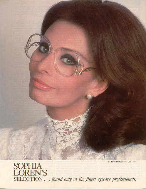 Sophia Loren wearing drop temples - sexy vintage glasses