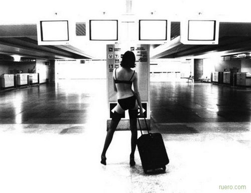 stockings and panties at the airport