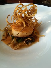 Scallop with french fried carrots and morels at  the Brown