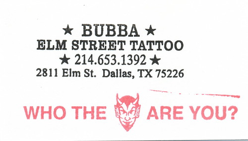 Bubba - Elm Street Tattoo - Artist Business Card by HeadOvMetal