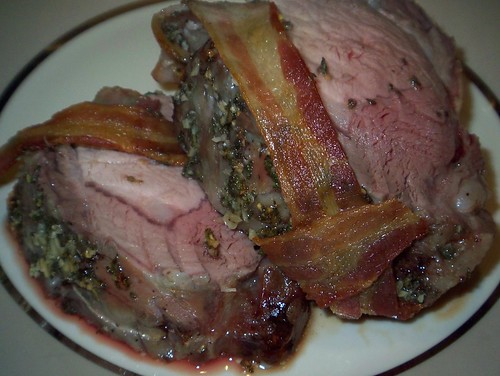 bacon wrapped maple pork loin