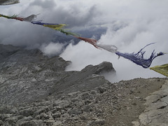 Nepalese flags on Heiligkreuzkofel (Sass dla Crusc) - Trekking in Dolomiti