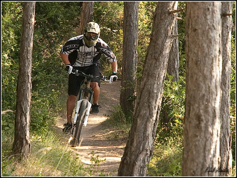 Sergio pedaleando en el bosque