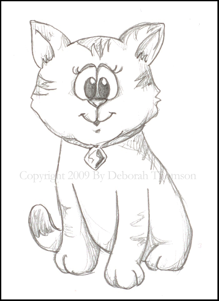 cat sketch with copyright-border