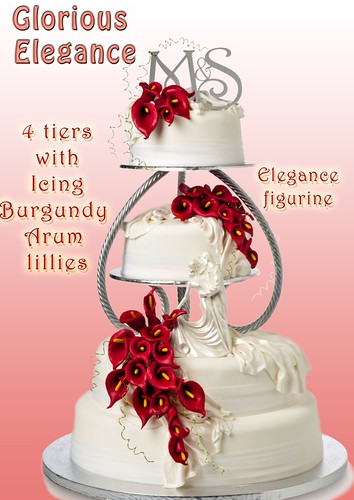 GLORIOUS ELEGANCE RED ARUM LILY WEDDING CAKE