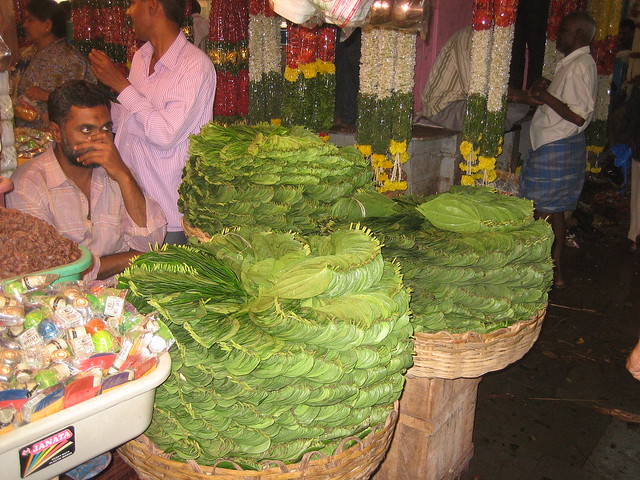 Betel Leaf Vendor at City Market, Bangalore