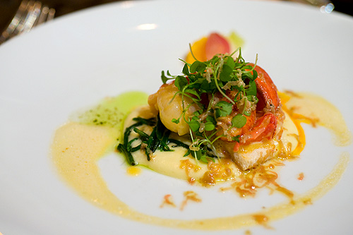 Michael Ginor's Citrus butter poached lobster with sea beans and potato cream, as served at the Four Seasons Bangkok World Gourmet Festival's Gala Dinner
