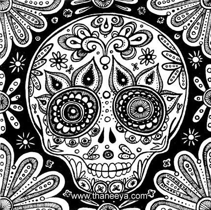 day of the dead skull drawing. Super Skull