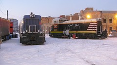 Twilight time at the Central Illinois Railroad headquarters. Chicago Illinois. January 2009.