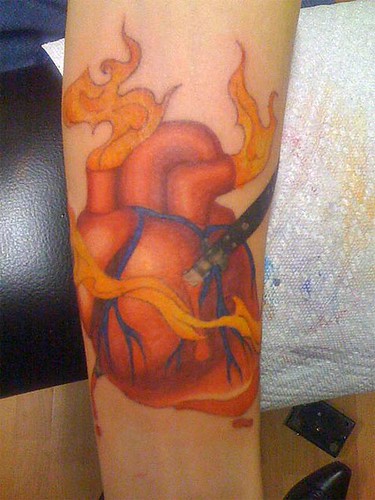 Anatomical flaming heart tattoo · heartTattoo_Kate_Blaharski 