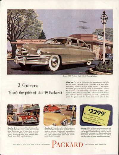 Packard automobile (car) advertisement, 1949