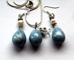 Set with lightbluepearl polymer clay drops