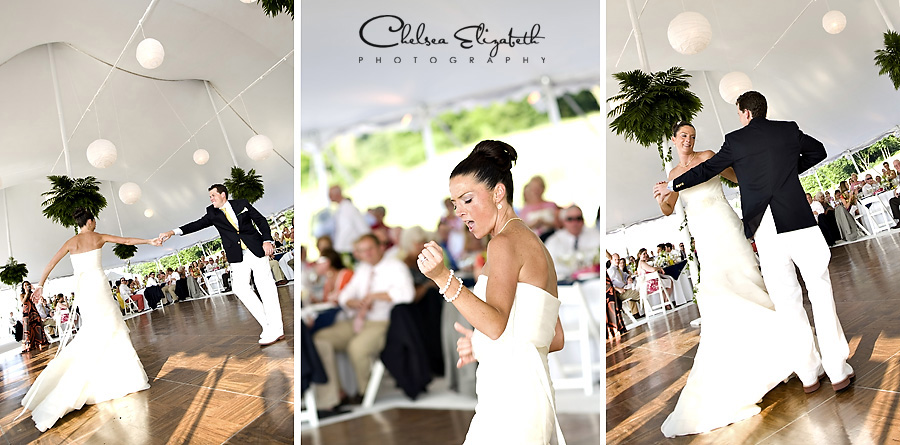white tent wedding reception first dance rock and roll style