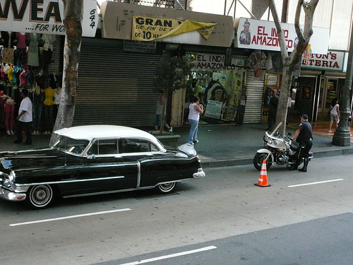 Cadillac in Downtown LA with a Cop