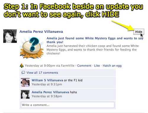 Facebook - Click HIDE