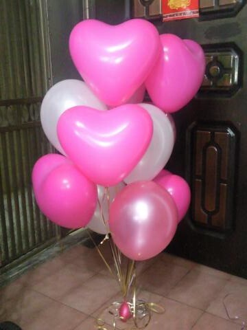 婚紗照氣球串，愛心桃紅色6顆，粉紅空飄3顆12吋，白色空飄3顆12吋 by dod_balloon