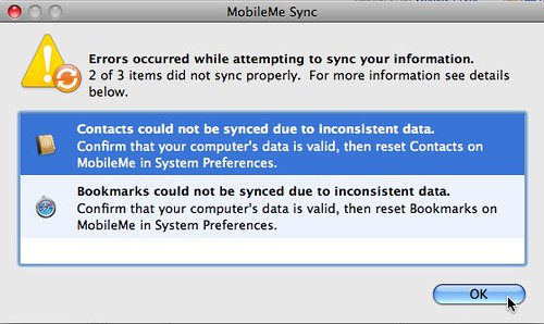 MobileMe Sync Errors