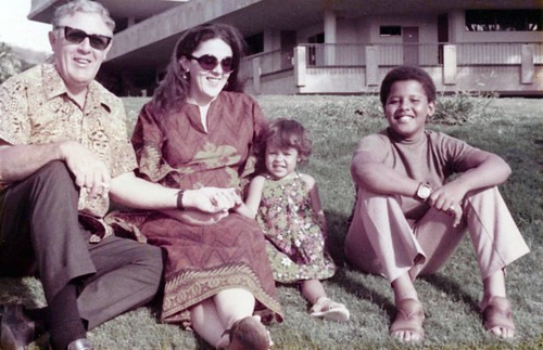 From left, Stanley Dunham, Stanley Ann, Maya and Barack Obama in Hawaii in the early 1970s. Photo courtesy Barack's half sister Maya Soetoro-Ng by obama photos.