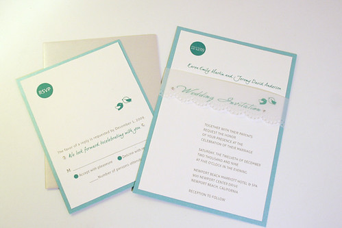 Modern Green Birdie Wedding Invitation