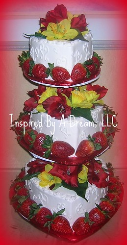 Heart shaped strawberry wedding cake