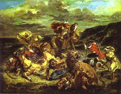 Delacroix, Eugene (1798-1863) - 1861 The Lion Hunt (Art Institute of Chicago)