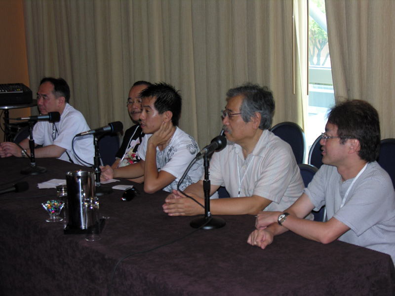 Left to right: Yukio Kikukawa, Masao Maruyama, translator, Noboru Ishiguro, Hidenori Matsubara