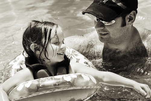 Daddy and Katie in the pool