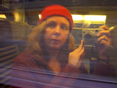 Self-portrait in window of Eurostar