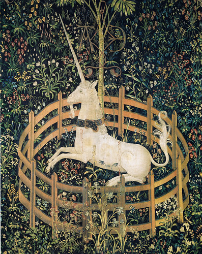 Tapestry no. 7: The Unicorn in captivity (detail) by petrus.agricola.