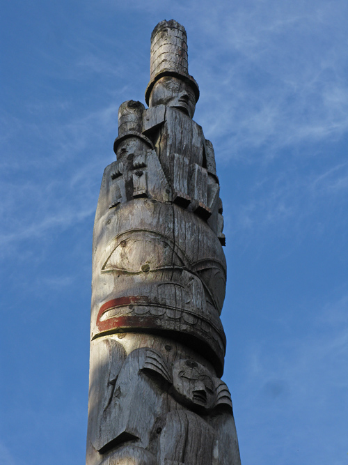 top of the totem standing in front of Chief Son-i-Hat's Whale House, Kasaan Totem Park, Kasaan, Alaska