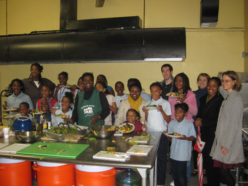 The Healthy Solutions kids cooking class enjoy their meal. Healthy Solutions’ mission is to promote healthy lifestyles in underserved communities.  
