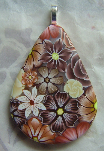 Brown Millefiori Pendant by polymerclaycreations.
