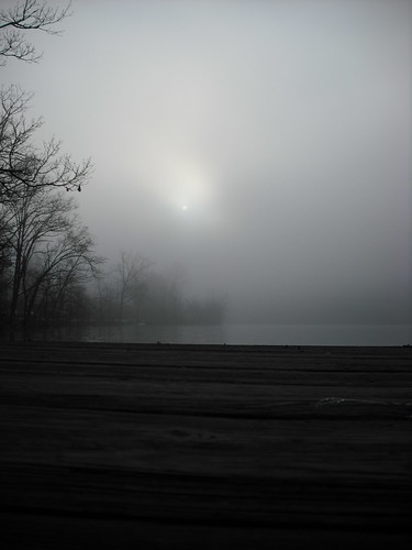 Sun trying to peek through the morning fog