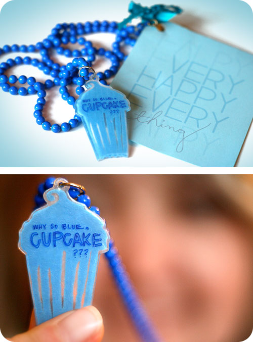 Blue Cupcake Necklace