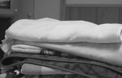 Stack of clean blankets. Day 48
