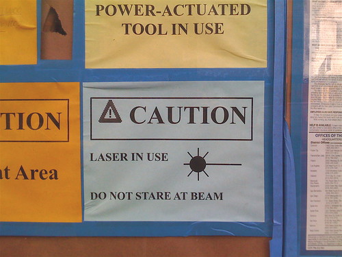 Laser in use, do not stare