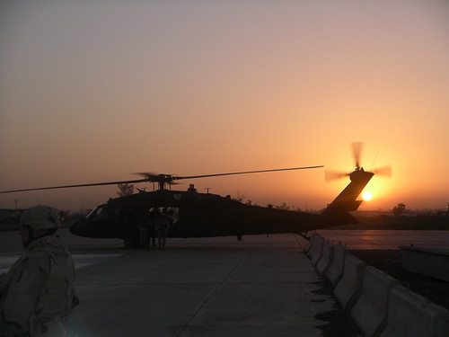 Taji Sunrise, while waiting for a Black Hawk ride