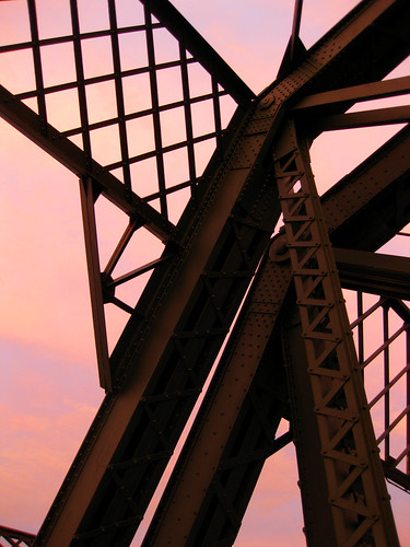 hot metal bridge at sunset