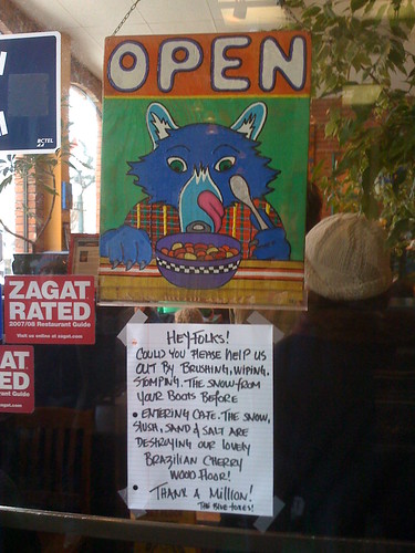OPEN sign at Blue Fox cafe in Victoria