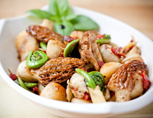 Pan-Fried Gnocchi with Morels and Fiddleheads