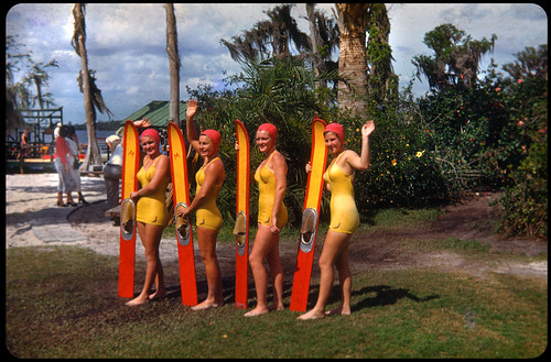 Aquamaids, Cypress Gardens, posing after a show