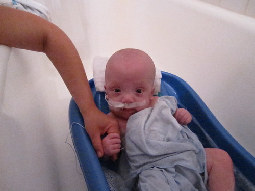 First tub bath for Max
