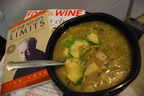Potato broccoli soup with mint and avocado with Jean Amery and contractions