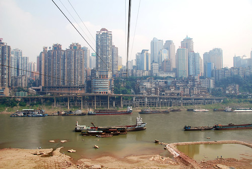 view of jiefangbei from across the jialing, chongqing