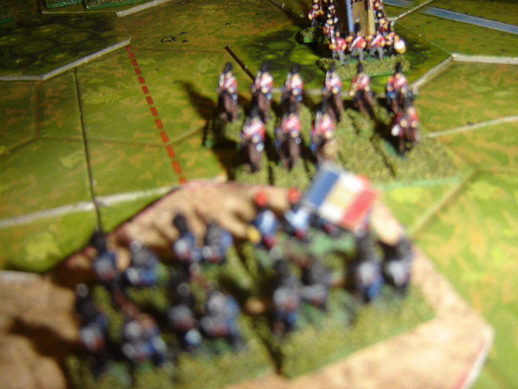 English heavy cavalry charge up hill but are repulsed by well-timed volley