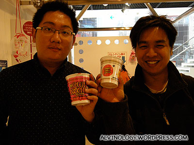 Mark and I with our cup noodles