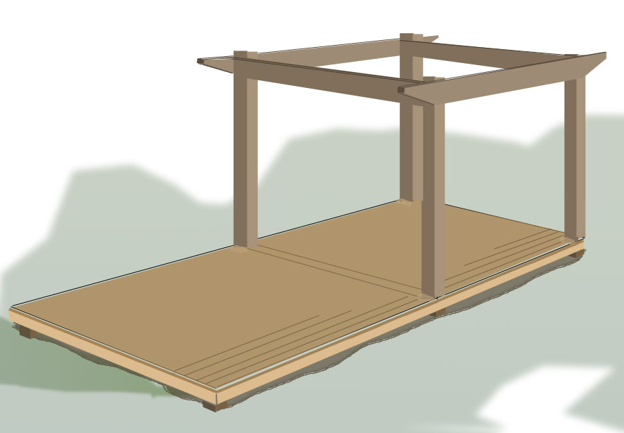 Deck rendering #2, half pergola