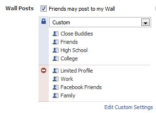 Privacy options for your Facebook wall posts