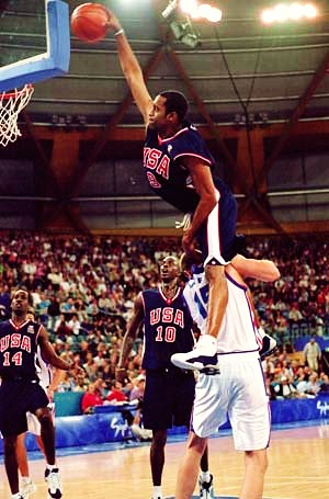 vince carter dunk over 7 footer. Vince Carter on Frederic Wies
